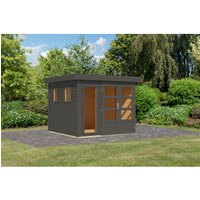 KARIBU Gartenhaus »Lahar 3,5«, BxHxT: 270 x 211 x 242 cm (Außenmaße inkl. Dachüberstand), Wandstärke 19 mm - grau |  Fichte  |  5,76 m² KARIBU Gartenhaus »Lahar 3,5«, BxHxT: 270 x 211 x 242 cm (Außenmaße inkl. Dachüberstand), Wandstärke 19 mm - grau |  Fichte  |  5,76 m²