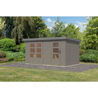 KARIBU Gartenhaus »Merkur D«, BxHxT: 432,5 x 209 x 213 cm (Außenmaße inkl. Dachüberstand), Wandstärke 19 mm – grau KARIBU Gartenhaus »Merkur D«, BxHxT: 432,5 x 209 x 213 cm (Außenmaße inkl. Dachüberstand), Wandstärke 19 mm – grau