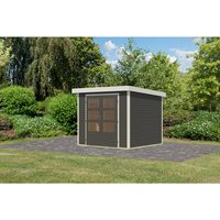 KARIBU Gartenhaus »Osterby 3 B«, BxHxT: 272,5 x 209 x 213 cm (Außenmaße inkl. Dachüberstand), Wandstärke 19 mm – grau KARIBU Gartenhaus »Osterby 3 B«, BxHxT: 272,5 x 209 x 213 cm (Außenmaße inkl. Dachüberstand), Wandstärke 19 mm – grau