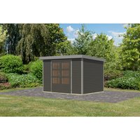 KARIBU Gartenhaus »Osterby 4 B«, BxHxT: 322,5 x 209 x 213 cm (Außenmaße inkl. Dachüberstand), Wandstärke 19 mm - grau |  Fichte  |  6,35 m² KARIBU Gartenhaus »Osterby 4 B«, BxHxT: 322,5 x 209 x 213 cm (Außenmaße inkl. Dachüberstand), Wandstärke 19 mm - grau |  Fichte  |  6,35 m²
