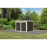 KARIBU Gartenhaus »Fahrradgarage 4«, BxHxT: 226,5 x 167 x 212 cm (Außenmaße inkl. Dachüberstand), Wandstärke 19 mm – braun KARIBU Gartenhaus »Fahrradgarage 4«, BxHxT: 226,5 x 167 x 212 cm (Außenmaße inkl. Dachüberstand), Wandstärke 19 mm – braun