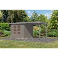 KARIBU Gartenhaus »Osterby 3 D«, BxHxT: 488,5 x 209 x 213 cm (Außenmaße inkl. Dachüberstand), Wandstärke 19 mm – grau KARIBU Gartenhaus »Osterby 3 D«, BxHxT: 488,5 x 209 x 213 cm (Außenmaße inkl. Dachüberstand), Wandstärke 19 mm – grau