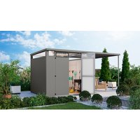 KARIBU Gartenhaus »Osten 2«, BxHxT: 452 x 218 x 11 cm, (Außenmaße inkl. Dachüberstand), Wandstärke 0,5 mm – grau KARIBU Gartenhaus »Osten 2«, BxHxT: 452 x 218 x 11 cm, (Außenmaße inkl. Dachüberstand), Wandstärke 0,5 mm – grau