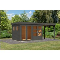 KARIBU Gartenhaus »Lahar 5«, BxHxT: 556 x 211 x 242 cm (Außenmaße inkl. Dachüberstand), Wandstärke 19 mm – grau KARIBU Gartenhaus »Lahar 5«, BxHxT: 556 x 211 x 242 cm (Außenmaße inkl. Dachüberstand), Wandstärke 19 mm – grau