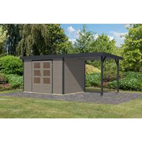 KARIBU Gartenhaus »Osterby 4 D«, BxHxT: 538 x 209 x 213 cm (Außenmaße inkl. Dachüberstand), Wandstärke 19 mm – grau KARIBU Gartenhaus »Osterby 4 D«, BxHxT: 538 x 209 x 213 cm (Außenmaße inkl. Dachüberstand), Wandstärke 19 mm – grau
