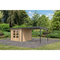 KARIBU Gartenhaus »Haby A«, Außenmaß (BxHxT): 574 x 218,5 x 271 cm, naturbelassen/anthrazit – braun KARIBU Gartenhaus »Haby A«, Außenmaß (BxHxT): 574 x 218,5 x 271 cm, naturbelassen/anthrazit – braun