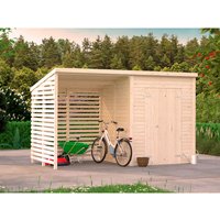 PALMAKO Gerätehaus »Leif«, B x H x L:  370 x 228 x 170 cm, naturbelassen, unbehandelt - braun |  Holz  |  5,9 m² PALMAKO Gerätehaus »Leif«, B x H x L:  370 x 228 x 170 cm, naturbelassen, unbehandelt - braun |  Holz  |  5,9 m²
