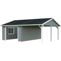 PALMAKO Garage »Roger«, Aufstellmaße BxTxH: 706 x 619 x 316 cm, Blockbohlensystem, Holz – grau PALMAKO Garage »Roger«, Aufstellmaße BxTxH: 706 x 619 x 316 cm, Blockbohlensystem, Holz – grau