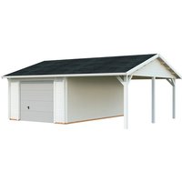 PALMAKO Garage »Roger«, Aufstellmaße BxTxH: 703 x 619 x 316 cm, Blockbohlensystem, Holz – weiss PALMAKO Garage »Roger«, Aufstellmaße BxTxH: 703 x 619 x 316 cm, Blockbohlensystem, Holz – weiss