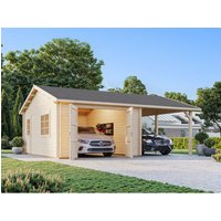 PALMAKO Garage »Roger«, Aufstellmaße BxTxH: 703 x 619 x 316 cm, Blockbohlensystem, Holz – braun PALMAKO Garage »Roger«, Aufstellmaße BxTxH: 703 x 619 x 316 cm, Blockbohlensystem, Holz – braun