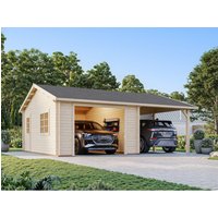 PALMAKO Garage »Roger«, Aufstellmaße BxTxH: 706 x 619 x 316 cm, Blockbohlensystem, Holz – braun PALMAKO Garage »Roger«, Aufstellmaße BxTxH: 706 x 619 x 316 cm, Blockbohlensystem, Holz – braun