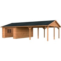 PALMAKO Garage »Roger«, Aufstellmaße BxTxH: 1006 x 619 x 316 cm, Blockbohlensystem, Holz – braun PALMAKO Garage »Roger«, Aufstellmaße BxTxH: 1006 x 619 x 316 cm, Blockbohlensystem, Holz – braun