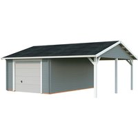 PALMAKO Garage »Roger«, Aufstellmaße BxTxH: 703 x 619 x 316 cm, Blockbohlensystem, Holz – grau PALMAKO Garage »Roger«, Aufstellmaße BxTxH: 703 x 619 x 316 cm, Blockbohlensystem, Holz – grau