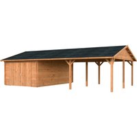 PALMAKO Garage »Roger«, Aufstellmaße BxTxH: 1006 x 619 x 316 cm, Blockbohlensystem, Holz – braun PALMAKO Garage »Roger«, Aufstellmaße BxTxH: 1006 x 619 x 316 cm, Blockbohlensystem, Holz – braun