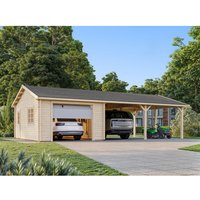 PALMAKO Garage »Roger«, Aufstellmaße BxTxH: 1006 x 619 x 316 cm, Blockbohlensystem, Holz – braun PALMAKO Garage »Roger«, Aufstellmaße BxTxH: 1006 x 619 x 316 cm, Blockbohlensystem, Holz – braun