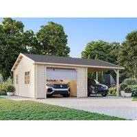 PALMAKO Garage »Roger«, Aufstellmaße BxTxH: 703 x 619 x 316 cm, Blockbohlensystem, Holz – braun PALMAKO Garage »Roger«, Aufstellmaße BxTxH: 703 x 619 x 316 cm, Blockbohlensystem, Holz – braun