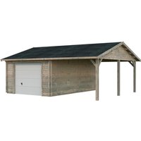 PALMAKO Garage »Roger«, Aufstellmaße BxTxH: 703 x 619 x 316 cm, Blockbohlensystem, Holz – grau PALMAKO Garage »Roger«, Aufstellmaße BxTxH: 703 x 619 x 316 cm, Blockbohlensystem, Holz – grau