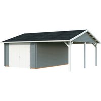 PALMAKO Garage »Roger«, Aufstellmaße BxTxH: 703 x 619 x 316 cm, Blockbohlensystem, Holz – grau PALMAKO Garage »Roger«, Aufstellmaße BxTxH: 703 x 619 x 316 cm, Blockbohlensystem, Holz – grau