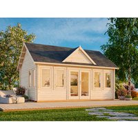 PALMAKO Ferienhaus »Claudia«, Aufstellmaße BxTxH: 574 x 424 x 363 cm, lackiert, Holz – grau | Fichte PALMAKO Ferienhaus »Claudia«, Aufstellmaße BxTxH: 574 x 424 x 363 cm, lackiert, Holz – grau | Fichte