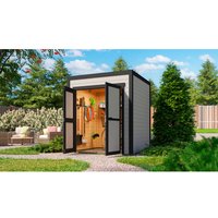 Ferienhaus, STELLA 1 , 28 mm200 x 200,hellgr. – grau | Fichte Ferienhaus, STELLA 1 , 28 mm200 x 200,hellgr. – grau | Fichte