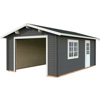 PALMAKO Garage »Roger«, Aufstellmaße BxTxH: 426 x 598 x 276 cm, Blockbohlensystem, Holz – grau PALMAKO Garage »Roger«, Aufstellmaße BxTxH: 426 x 598 x 276 cm, Blockbohlensystem, Holz – grau