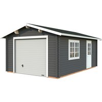 PALMAKO Garage »Roger«, Aufstellmaße BxTxH: 426 x 598 x 276 cm, Blockbohlensystem, Holz – grau PALMAKO Garage »Roger«, Aufstellmaße BxTxH: 426 x 598 x 276 cm, Blockbohlensystem, Holz – grau