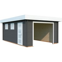 PALMAKO Garage »Rasmus«, Aufstellmaße BxTxH: 420 x 598 x 253 cm, Blockbohlensystem, Holz – grau PALMAKO Garage »Rasmus«, Aufstellmaße BxTxH: 420 x 598 x 253 cm, Blockbohlensystem, Holz – grau