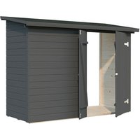 PALMAKO Gerätehaus »Leif«, Aufstellmaße BxTxH: 254 x 112 x 189 cm, lackiert, Holz – grau PALMAKO Gerätehaus »Leif«, Aufstellmaße BxTxH: 254 x 112 x 189 cm, lackiert, Holz – grau