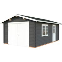 PALMAKO Garage »Roger«, Aufstellmaße BxTxH: 426 x 598 x 276 cm, Blockbohlensystem, Holz – grau PALMAKO Garage »Roger«, Aufstellmaße BxTxH: 426 x 598 x 276 cm, Blockbohlensystem, Holz – grau