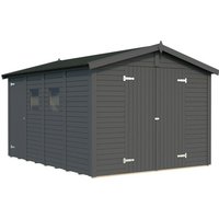 PALMAKO Gerätehaus »Dan«, Aufstellmaße BxTxH: 295 x 394 x 220 cm, lackiert, Holz – grau PALMAKO Gerätehaus »Dan«, Aufstellmaße BxTxH: 295 x 394 x 220 cm, lackiert, Holz – grau