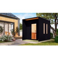 KARIBU Saunahaus »Peipussee«, BxTxH: x 219,5 x 287,5 x 244 cm, 9 kW Ofen, für 5 Personen – schwarz KARIBU Saunahaus »Peipussee«, BxTxH: x 219,5 x 287,5 x 244 cm, 9 kW Ofen, für 5 Personen – schwarz