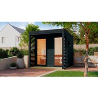 KARIBU Saunahaus »Ares«, BxHxT: 231 x 231,5 x 276 cm, Nordisches Fichtenholz, ohne Saunaofen – grau KARIBU Saunahaus »Ares«, BxHxT: 231 x 231,5 x 276 cm, Nordisches Fichtenholz, ohne Saunaofen – grau