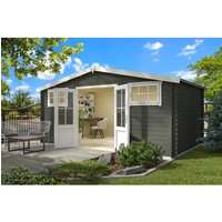 LASITA MAJA Gartenhaus »Boston«, BxHxT: 518,5 x 245,1 x 312 cm, (Außenmaß inkl. Dachüberstand), grüngrau – gruen LASITA MAJA Gartenhaus »Boston«, BxHxT: 518,5 x 245,1 x 312 cm, (Außenmaß inkl. Dachüberstand), grüngrau – gruen