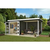 LASITA MAJA Gartenhaus »Long Beach«, BxHxT: 492,2 x 216,6 x 254,9 cm (Außenmaß inkl. Dachüberstand), grüngrau – gruen LASITA MAJA Gartenhaus »Long Beach«, BxHxT: 492,2 x 216,6 x 254,9 cm (Außenmaß inkl. Dachüberstand), grüngrau – gruen