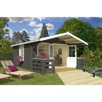 LASITA MAJA Blockbohlenhaus | Gartenhaus aus Holz | Fertighaus »Luna«, BxHxT: 403,8 x 245,1 x 530 cm (Außenmaß inkl. Dachüberstand), grün – gruen LASITA MAJA Blockbohlenhaus | Gartenhaus aus Holz | Fertighaus »Luna«, BxHxT: 403,8 x 245,1 x 530 cm (Außenmaß inkl. Dachüberstand), grün – gruen