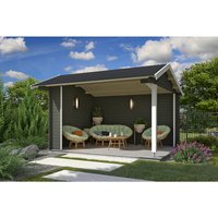 LASITA MAJA Blockbohlenhaus | Gartenhaus aus Holz | Fertighaus »Kirian«, BxHxT: 420 x 273,6 x 389,4 cm (Außenmaß inkl. Dachüberstand), grün – gruen LASITA MAJA Blockbohlenhaus | Gartenhaus aus Holz | Fertighaus »Kirian«, BxHxT: 420 x 273,6 x 389,4 cm (Außenmaß inkl. Dachüberstand), grün – gruen