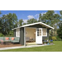 LASITA MAJA Blockbohlenhaus »Norderney«, BxHxT: 444,6 x 256,5 x 390 cm (Außenmaß inkl. Dachüberstand), grün - gruen |  Holz LASITA MAJA Blockbohlenhaus »Norderney«, BxHxT: 444,6 x 256,5 x 390 cm (Außenmaß inkl. Dachüberstand), grün - gruen |  Holz