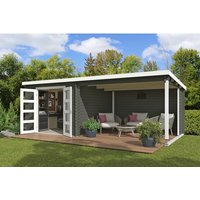 LASITA MAJA Blockbohlenhaus | Gartenhaus aus Holz | Fertighaus »Novia«, BxHxT: 620 x 211 x 308,9 cm (Außenmaß inkl. Dachüberstand), grün – gruen LASITA MAJA Blockbohlenhaus | Gartenhaus aus Holz | Fertighaus »Novia«, BxHxT: 620 x 211 x 308,9 cm (Außenmaß inkl. Dachüberstand), grün – gruen