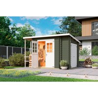 LASITA MAJA Ferienhaus »Vilano«, BxHxT: 340 x 205,2 x 200 cm, (Außenmaß inkl. Dachüberstand), grüngrau – gruen | Holz LASITA MAJA Ferienhaus »Vilano«, BxHxT: 340 x 205,2 x 200 cm, (Außenmaß inkl. Dachüberstand), grüngrau – gruen | Holz