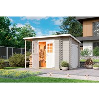 LASITA MAJA Blockbohlenhaus »Vilano«, BxHxT: 340 x 205,2 x 235,1 cm (Außenmaß inkl. Dachüberstand), grau | Holz LASITA MAJA Blockbohlenhaus »Vilano«, BxHxT: 340 x 205,2 x 235,1 cm (Außenmaß inkl. Dachüberstand), grau | Holz