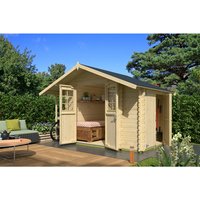 LASITA MAJA Blockbohlenhaus »Vilano«, BxHxT: 352,5 x 228 x 240 cm (Außenmaß inkl. Dachüberstand), naturbelassen - braun |  Holz LASITA MAJA Blockbohlenhaus »Vilano«, BxHxT: 352,5 x 228 x 240 cm (Außenmaß inkl. Dachüberstand), naturbelassen - braun |  Holz