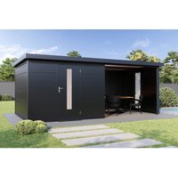 WOLFF FINNHAUS Seitenwand »Finnhaus Style«, Terrasse 30 m. Fenster, anthr – grau WOLFF FINNHAUS Seitenwand »Finnhaus Style«, Terrasse 30 m. Fenster, anthr – grau