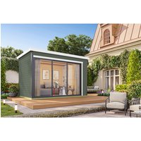 LASITA MAJA Blockbohlenhaus | Gartenhaus aus Holz | Fertighaus »Austin«, BxHxT: 379,6 x 239,4 x 259,6 cm (Außenmaß inkl. Dachüberstand), grün – gruen LASITA MAJA Blockbohlenhaus | Gartenhaus aus Holz | Fertighaus »Austin«, BxHxT: 379,6 x 239,4 x 259,6 cm (Außenmaß inkl. Dachüberstand), grün – gruen