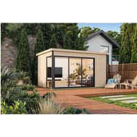 LASITA MAJA Blockbohlenhaus | Gartenhaus aus Holz | Fertighaus »Austin«, BxHxT: 439,6 x 239,4 x 319,6 cm (Außenmaß inkl. Dachüberstand), naturbelassen – braun LASITA MAJA Blockbohlenhaus | Gartenhaus aus Holz | Fertighaus »Austin«, BxHxT: 439,6 x 239,4 x 319,6 cm (Außenmaß inkl. Dachüberstand), naturbelassen – braun