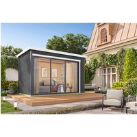 LASITA MAJA Blockbohlenhaus | Gartenhaus aus Holz | Fertighaus »Austin«, BxHxT: 379,6 x 239,4 x 259,6 cm (Außenmaß inkl. Dachüberstand), grau LASITA MAJA Blockbohlenhaus | Gartenhaus aus Holz | Fertighaus »Austin«, BxHxT: 379,6 x 239,4 x 259,6 cm (Außenmaß inkl. Dachüberstand), grau