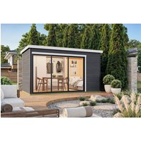 LASITA MAJA Blockbohlenhaus | Gartenhaus aus Holz | Fertighaus »Austin«, BxHxT: 439,6 x 239,4 x 259,6 cm (Außenmaß inkl. Dachüberstand), grau LASITA MAJA Blockbohlenhaus | Gartenhaus aus Holz | Fertighaus »Austin«, BxHxT: 439,6 x 239,4 x 259,6 cm (Außenmaß inkl. Dachüberstand), grau