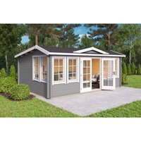 LASITA MAJA Blockbohlenhaus »Balmoral«, BxHxT: 570 x 239,4 x 421,3 cm (Außenmaß inkl. Dachüberstand), grau | Holz LASITA MAJA Blockbohlenhaus »Balmoral«, BxHxT: 570 x 239,4 x 421,3 cm (Außenmaß inkl. Dachüberstand), grau | Holz