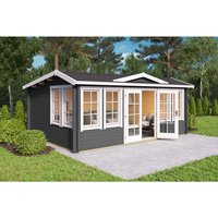 LASITA MAJA Blockbohlenhaus | Gartenhaus aus Holz | Fertighaus »Balmoral«, BxHxT: 570 x 239,4 x 421,3 cm (Außenmaß inkl. Dachüberstand), grau LASITA MAJA Blockbohlenhaus | Gartenhaus aus Holz | Fertighaus »Balmoral«, BxHxT: 570 x 239,4 x 421,3 cm (Außenmaß inkl. Dachüberstand), grau
