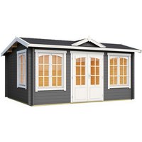 LASITA MAJA Blockbohlenhaus | Gartenhaus aus Holz | Fertighaus »Windsor«, BxHxT: 440 x 239,4 x 340,2 cm (Außenmaß inkl. Dachüberstand), grau LASITA MAJA Blockbohlenhaus | Gartenhaus aus Holz | Fertighaus »Windsor«, BxHxT: 440 x 239,4 x 340,2 cm (Außenmaß inkl. Dachüberstand), grau