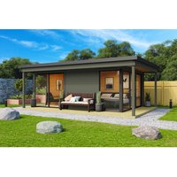 LASITA MAJA Gartenhaus »Domeo«, BxHxT: 608,4 x 239,4 x 418,9 cm (Außenmaß inkl. Dachüberstand), grüngrau – gruen LASITA MAJA Gartenhaus »Domeo«, BxHxT: 608,4 x 239,4 x 418,9 cm (Außenmaß inkl. Dachüberstand), grüngrau – gruen